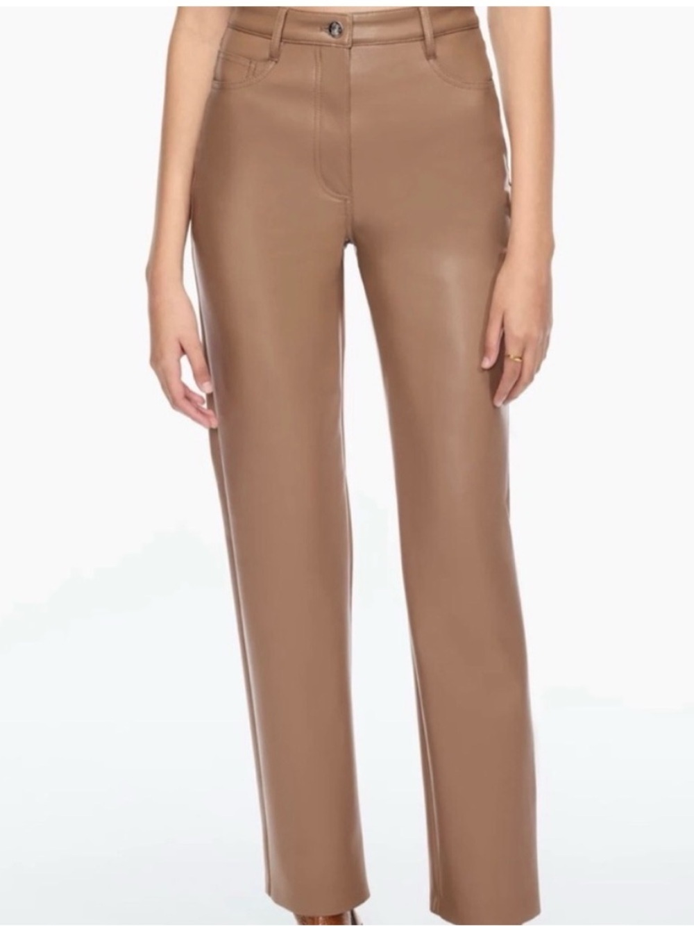 Aritzia Wilfred Melina Straight Leg Faux Leather Pants in Constant Camel Brown